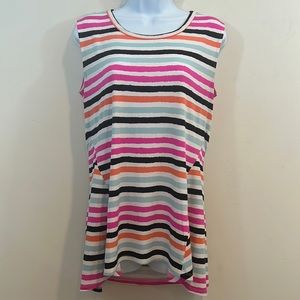 CHAUS Multi Stripe Sleeveless Tunic Shirt  Size S
